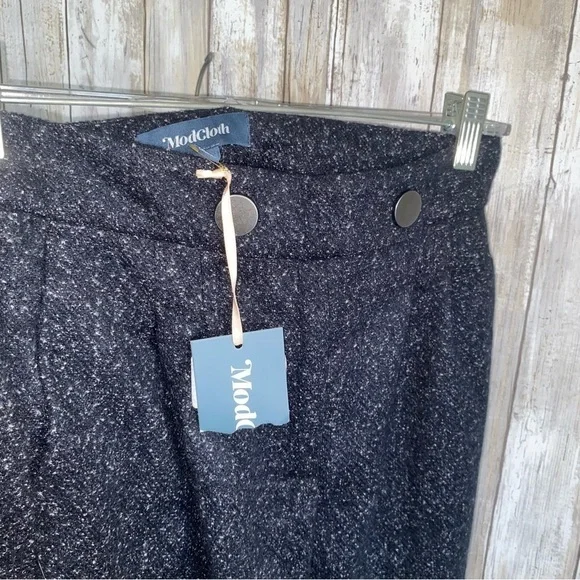NWT ModCloth Decisions, Decisions Navy Blue Tweed High Rise Wide Leg Pants - Picture 6 of 9